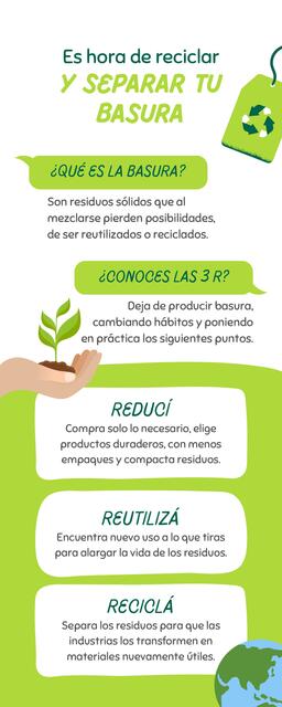 Infografía Reciclaje Basura Ilustrado Verde