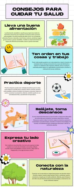 Infografía consejos para cuidar tu salud divertido