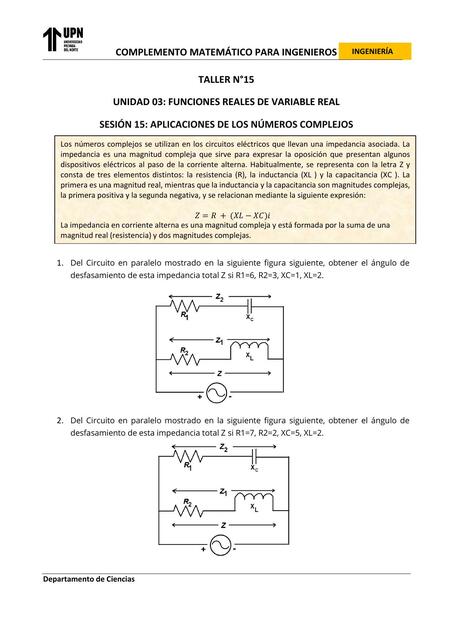 PPT 15 APLICACION NUMEROS COMPLEJOS EJERCICIOS