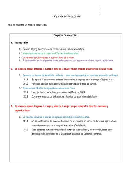 Modelo de esquema Ensayo