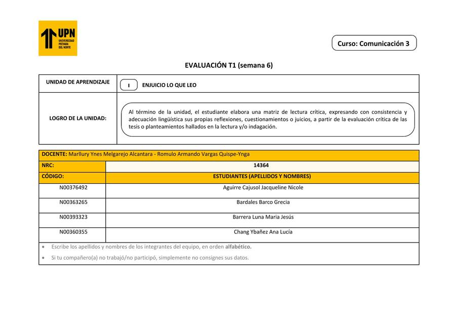 Evaluación T1 Comu3