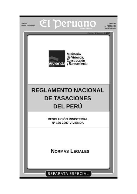 Reglamento (Rne) Tasaciones