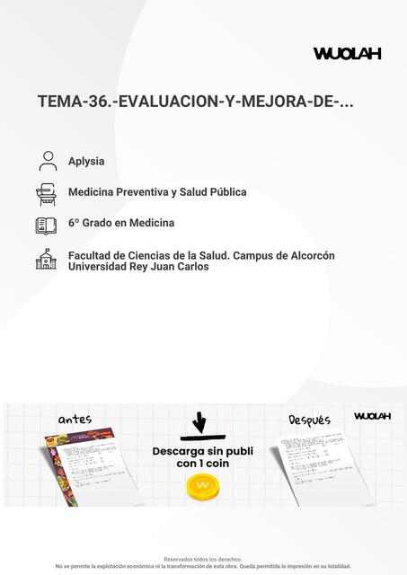 TEMA 36 EVALUACION Y MEJORA DE LA CALI