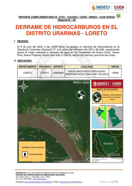 REPORTE COMPLEMENTARIO N 14AGO DERRAME DE PETROLEO