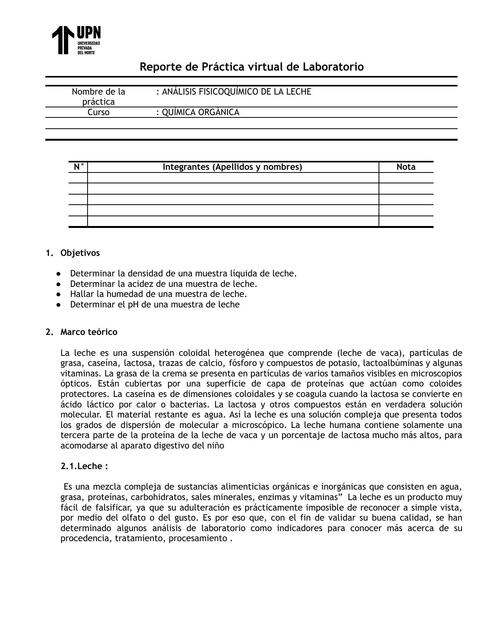 ANÁLISIS FISICOQUÍMICO DE LA LECHE Reporte de resu