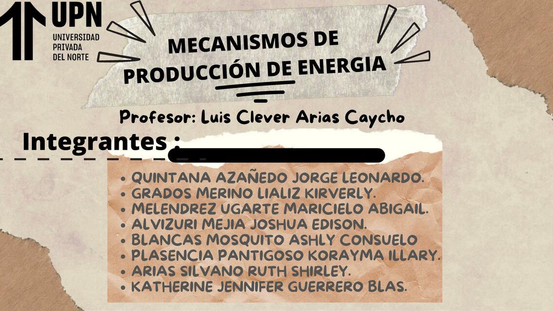 MECANISMOS DE PRODUCCIÓN DE ENERGIA