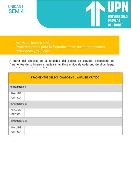 MATRIZ DE LECTURA CRÍTICA SEMANA 4