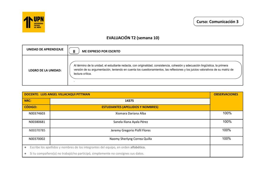 Evaluación T2 Comu3 1 2 1 docx 1