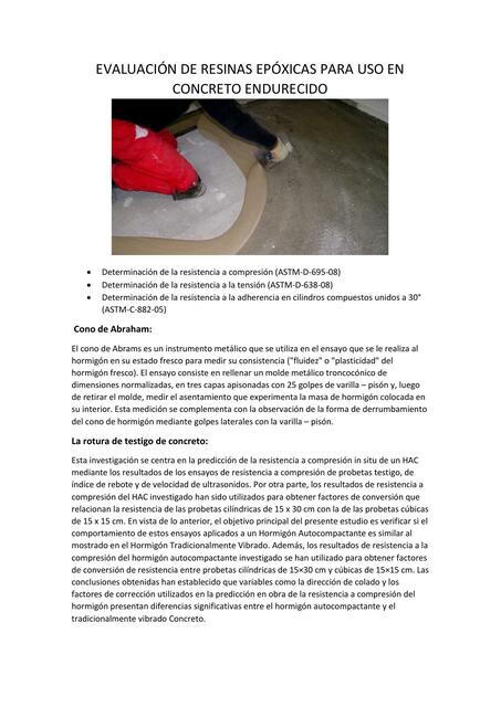 EVALUACION DE RESINAS EPOXICAS PARA USO EN CONCRET