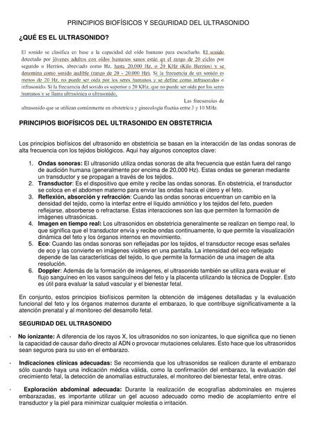 PRINCIPIOS BIOFÍSICOS Y SEGURIDAD DEL ULTRASONIDO