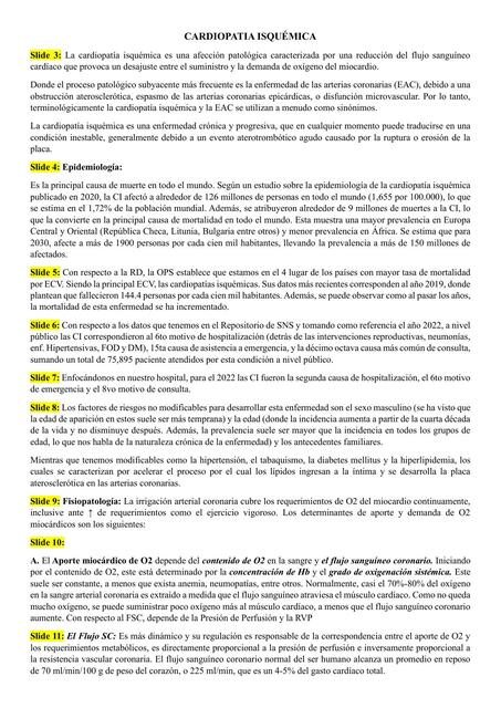 CARDIOPATIA ISQUÉMICA APUNTES