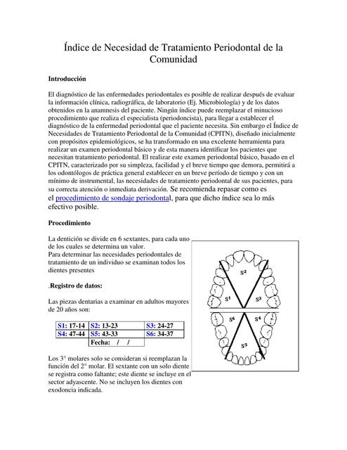 Índice de Necesidad de Tratamiento Periodontal de la Comunidad