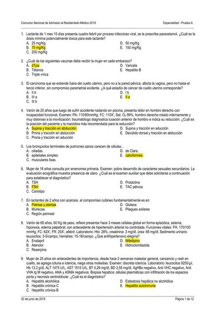 Examen Residentado médico