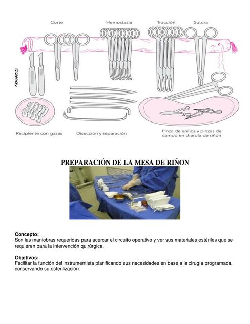 PREPARACION DE LA MESA DE RINON