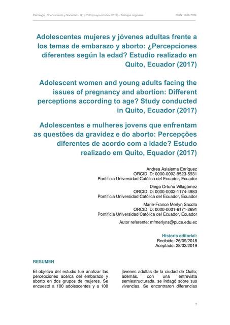 Adolescentes mujeres y joI venes adultas frente a