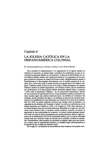 La Iglesia católica en la hispanoamerica colonial