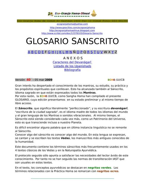 Glosario Sanscrito