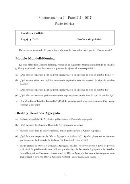 Macroeconomía I - Segundo Parcial - Teoria