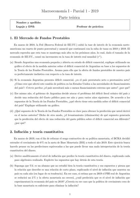 1°Parcial (Teoría) - Macroeconomía I