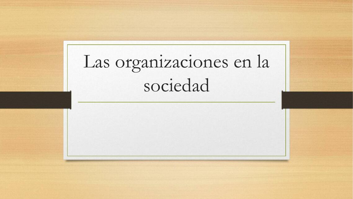 Las organizaciones en la sociedad