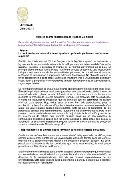 Fuentes de información para prctica calificada 1