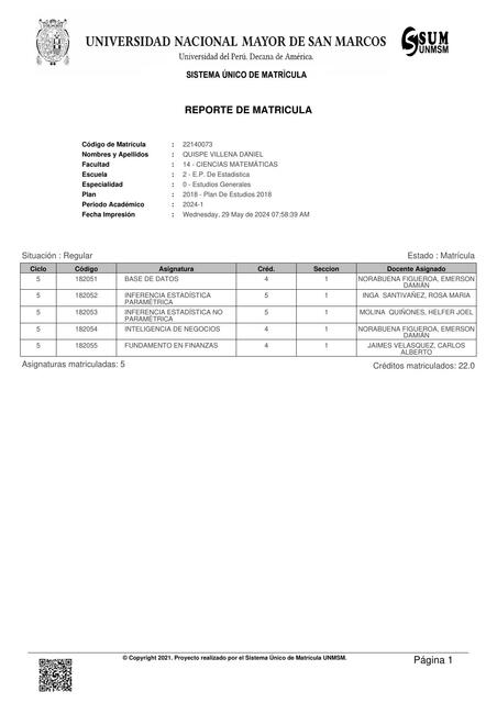 reporte matricula