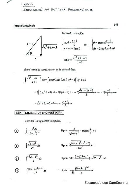 Integración por sustitución trigonometrica