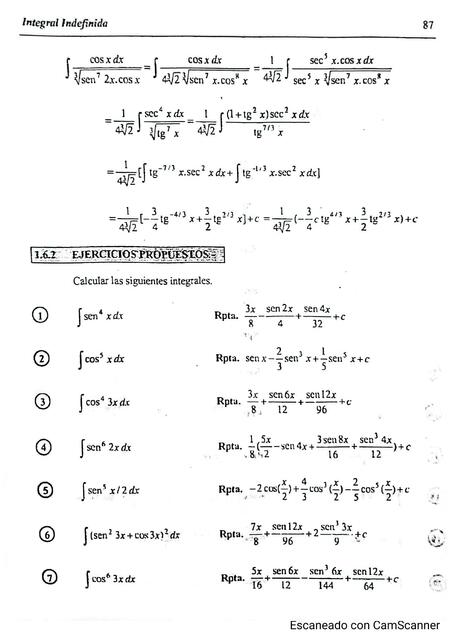 Integrales de funciones trigonometricas