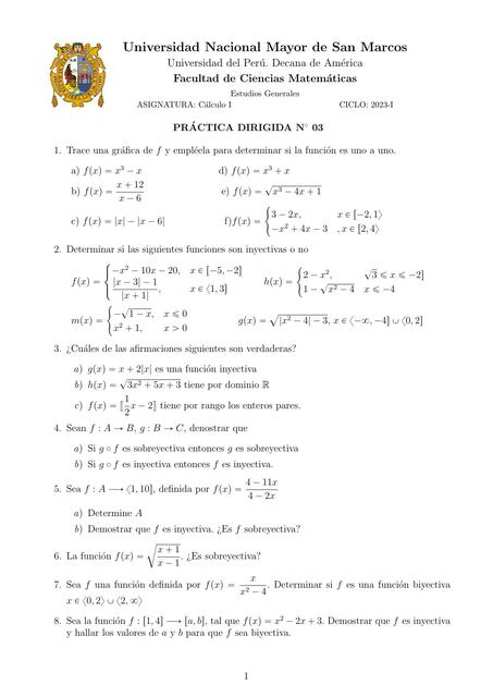 Problemas de funciones, Calculo I