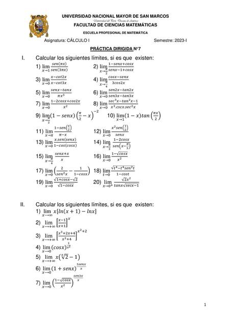 Limites trigonométricos, Cálculo I