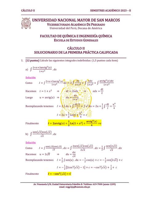 SOLUCIONARIO DE LA PRIMERA PRÁCTICA CALIFICADA