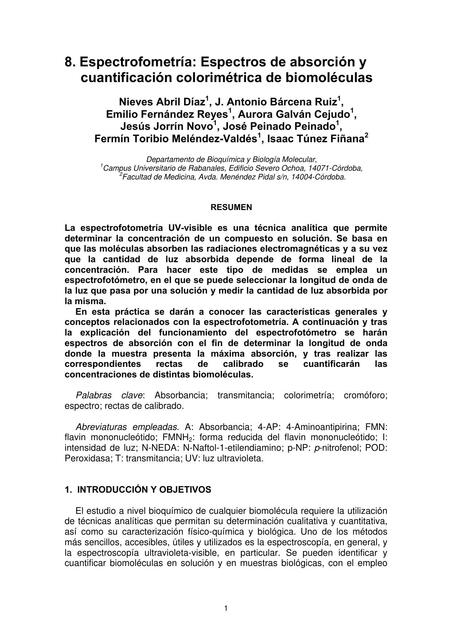 8 Espectrofometria Espectros de absorcio