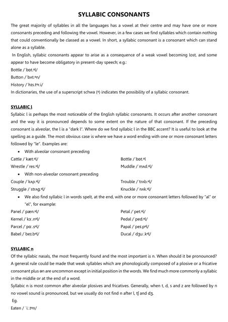 SYLLABIC CONSONANTS | Bely | uDocz