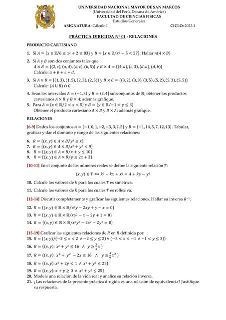 Práctica Dirigida 1 Calculo I I 2