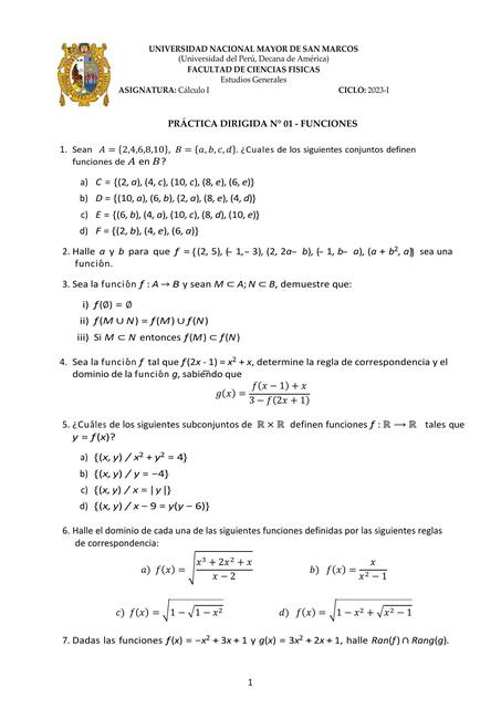 Práctica dirigida 02 Cálculo I I 1