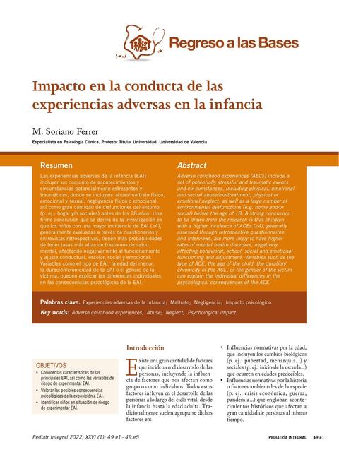 impacto del traumam infantil