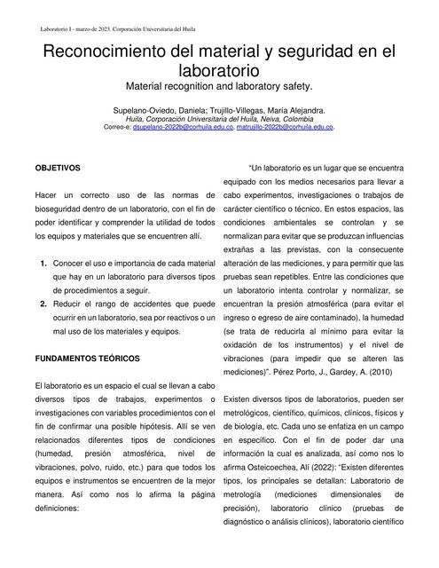 Informe No 1 Seguridad en el laboratorio