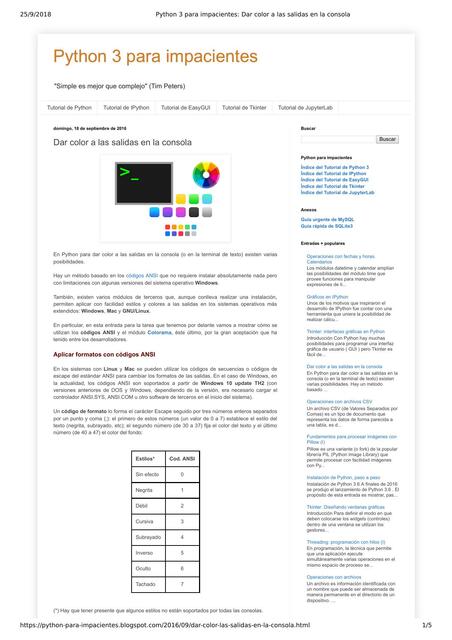 Dar color salidas en consola