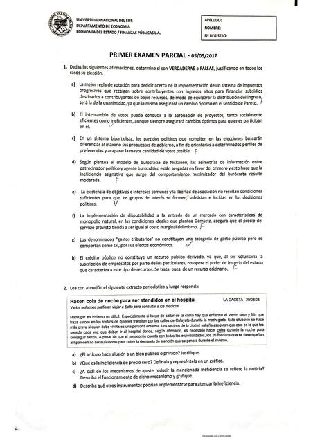 primer y segundo parcial economia del estado