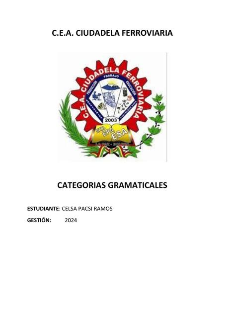 INFORME CATEGORIAS GRAMATICALES