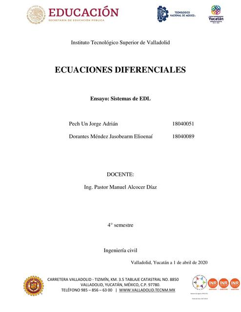 Ensayo Ecuaciones Diferenciales 