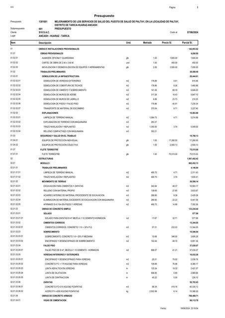 presupuesto expediente actualizado