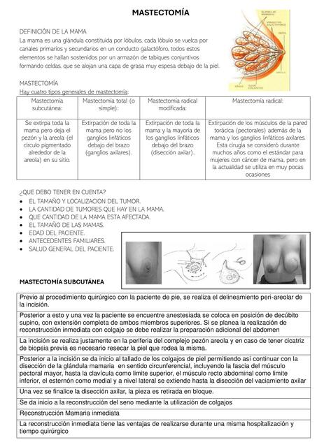 MASTECTOMIA - PRACTICAS III