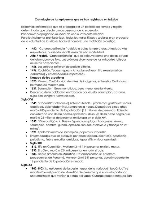 epidemias en méxico a lo largo de la historia