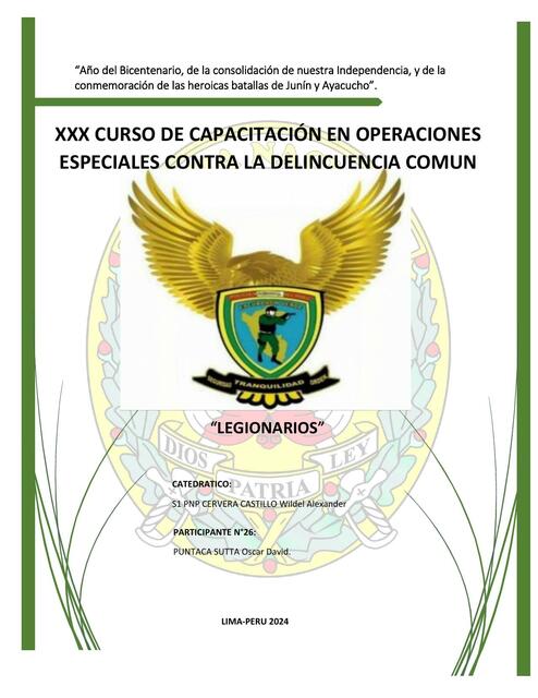 XXX CURSO DE CAPACITACIÓN EN OPERACIONES ESPECIALE