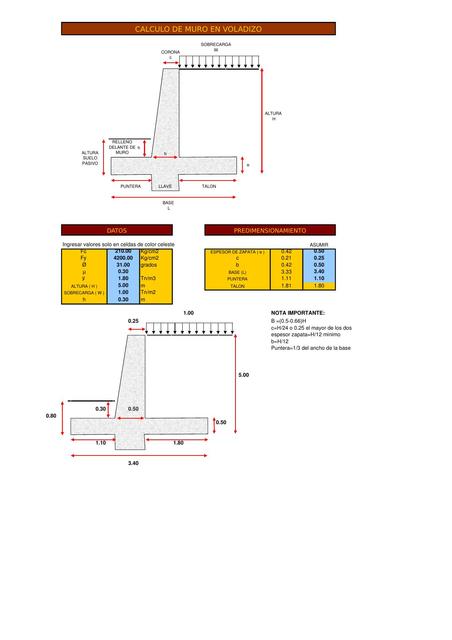 Hoja De Calculo De Muro En Voladizo Apuntes De Ingenieria Civil Udocz 5098