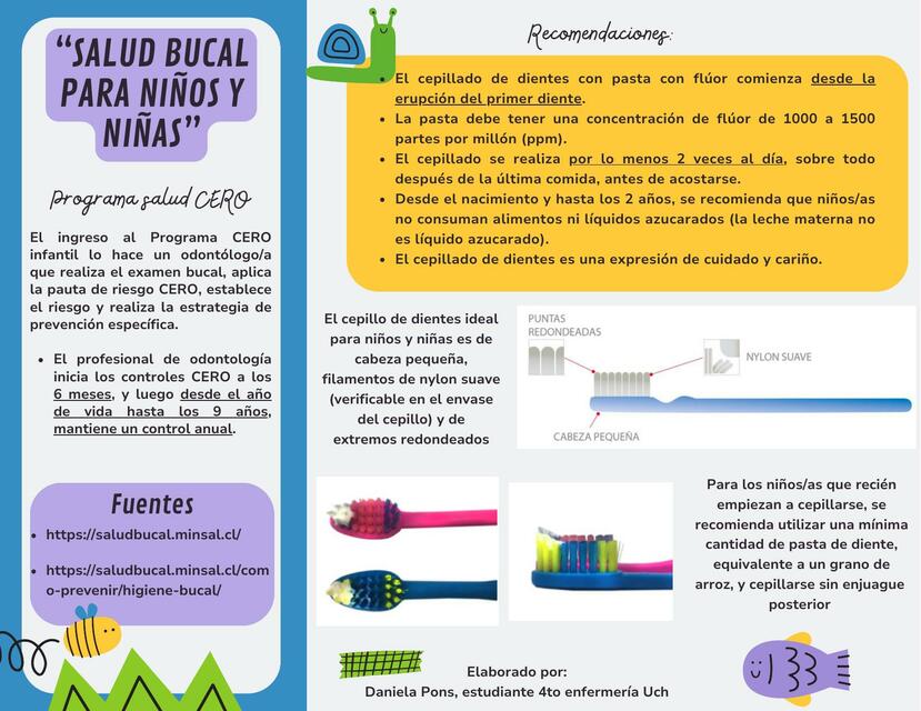 Salud bucal niños y niñas Contol CERO