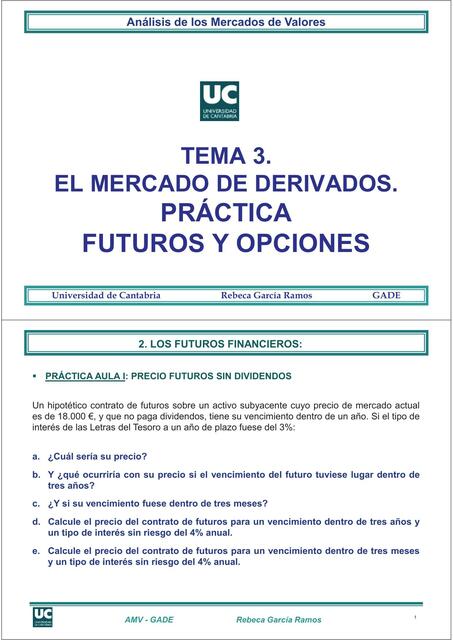 TEMA 3 PRÁCTICA El Mercado de Derivados