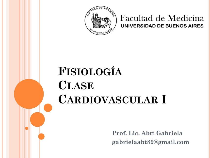 1 Fisiología Clase Cardiovascular I