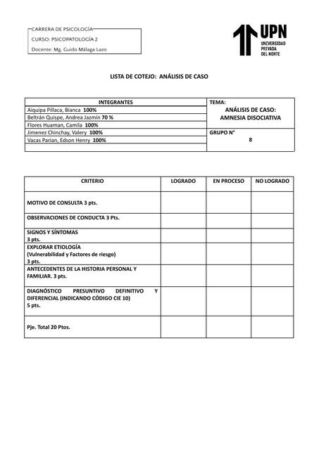 ANÁLISIS DE CASO DE LOS TRASTORNOS REVISADOS